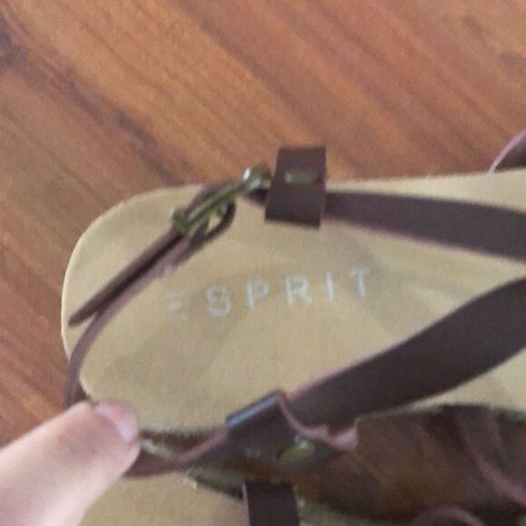 Esprit Brown leather strappy sandals with jute, 7.5. - Picture 2 of 7